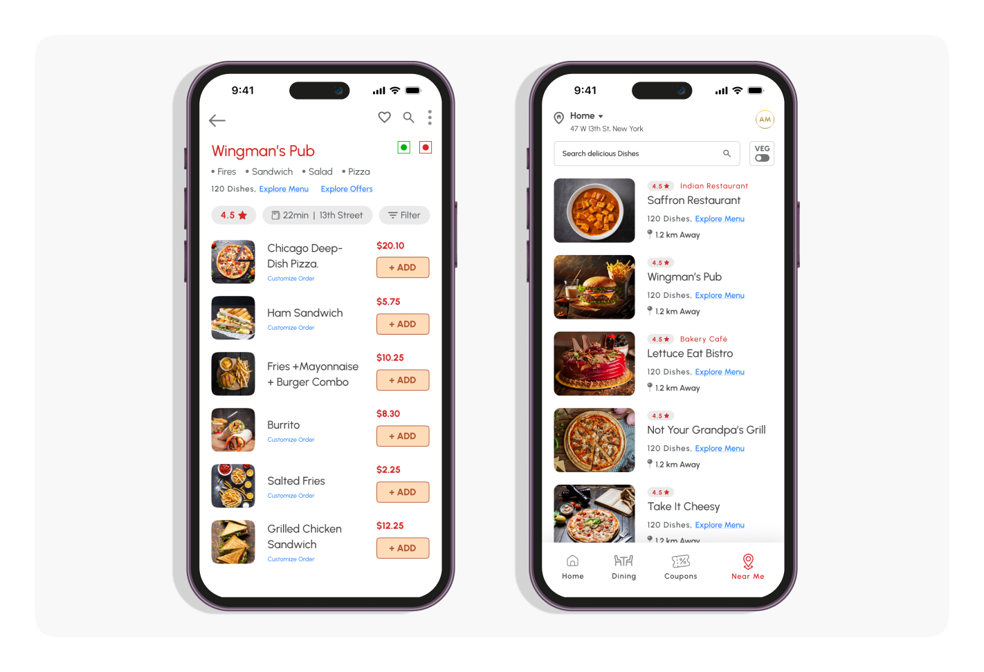 Custom Food Ordering App Design